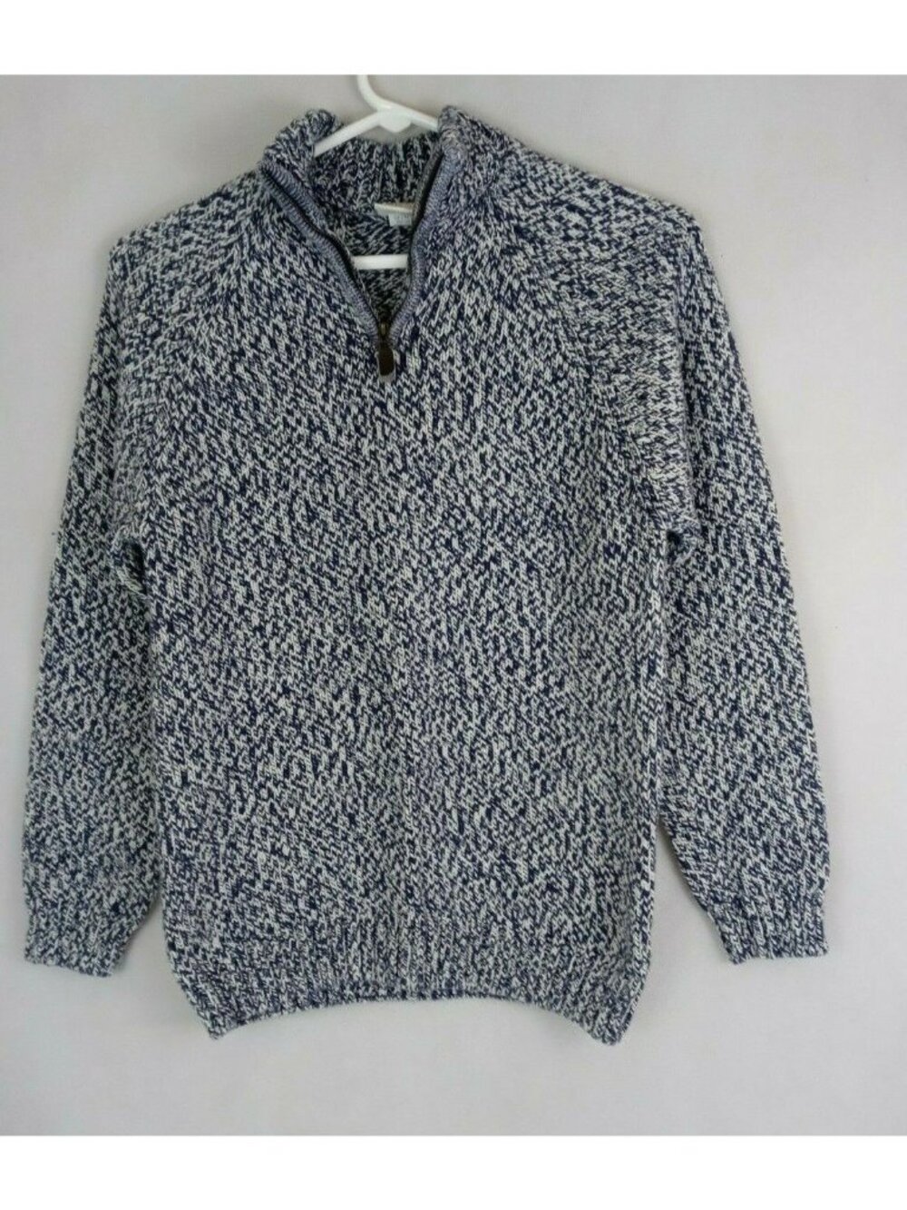 Steve & Barry's Men's 1/4 Zip Knit Blue & White Sweater Size Large